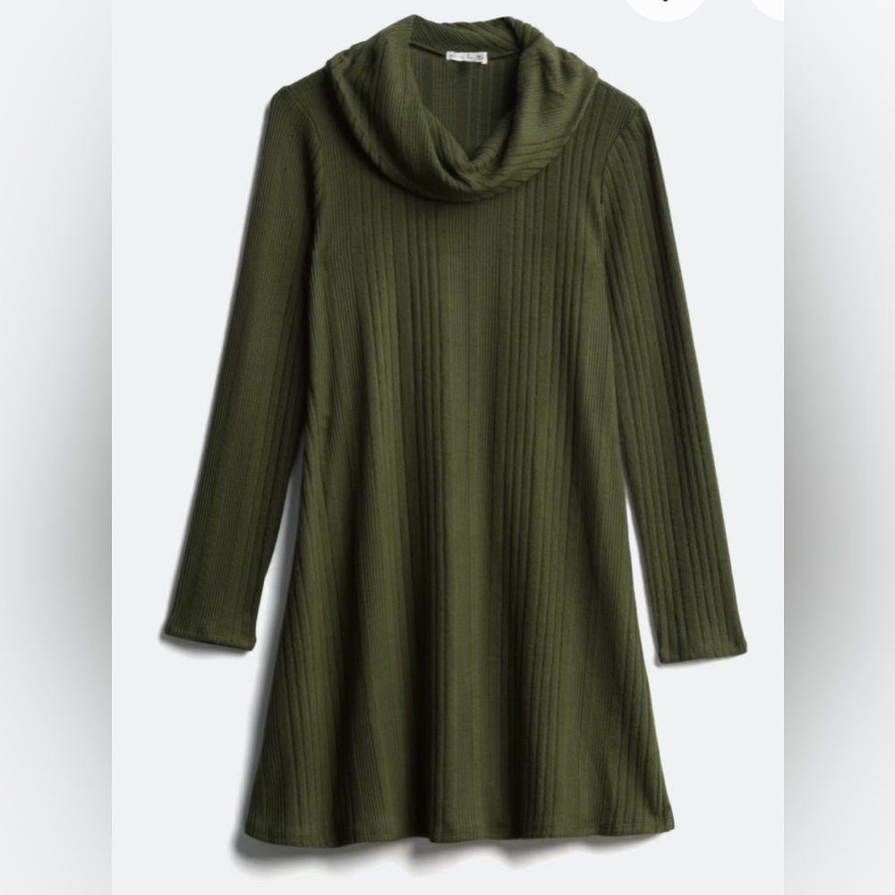 Cowl Neck Ribbed Dress